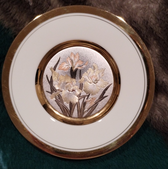 Vintage Art Of Choking 24k Gold trim 6.5"  Etched Floral Plate 12th Century Art. - Picture 14 of 16